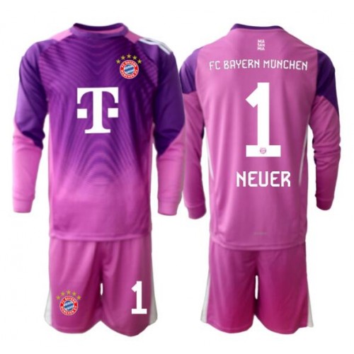 Stroje piłkarskie Bayern Munich Manuel Neuer #1 Bramkarskie Koszulka Trzeciej dla dzieci 2025-26 Długi Rękaw (+ szorty)